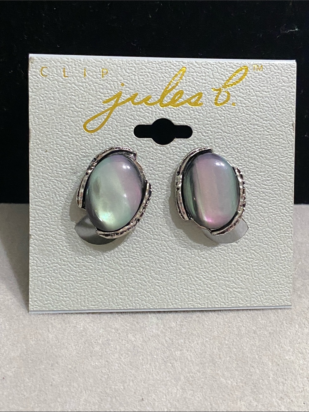 Jules B. Iridescent Oval Clip-On Earrings - Multicolor Pearl Finish